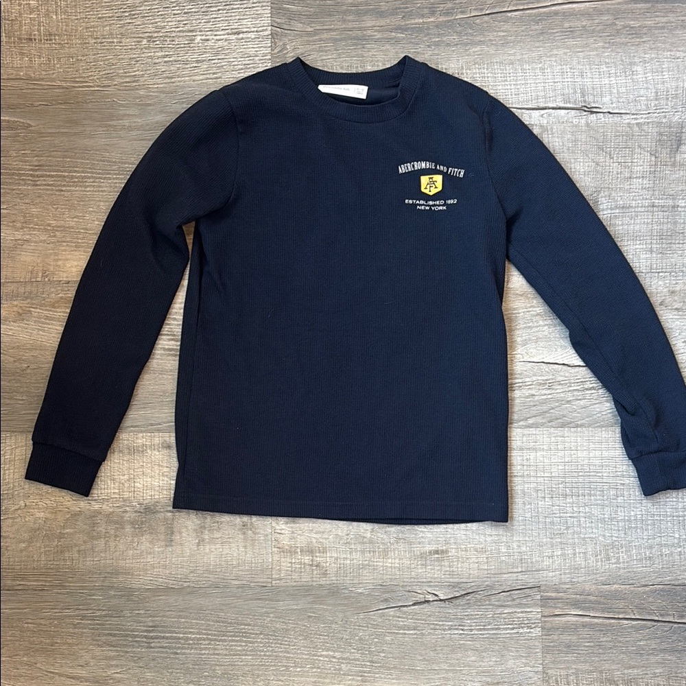Abercrombie & Fitch Boys 11/12 Blue Long Sleeve Waffle Top